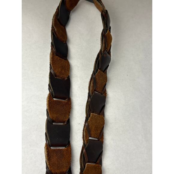 Vintage Belt Tan Brown Woven Leather 46 inches - Picture 5 of 7